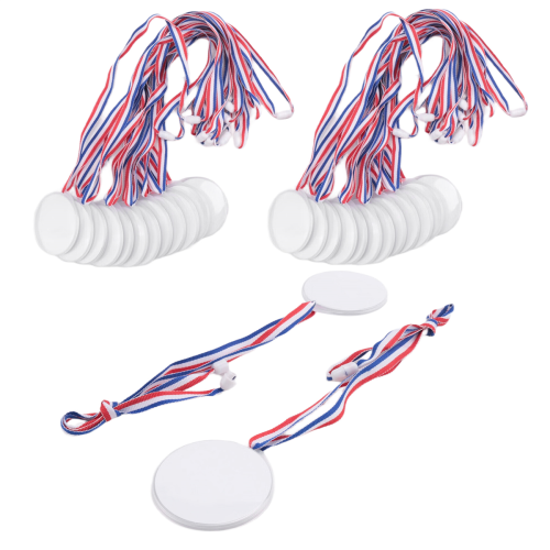 Swpeet Lot de 3 médailles de récompense en métal doré et argenté avec ruban, style olympique