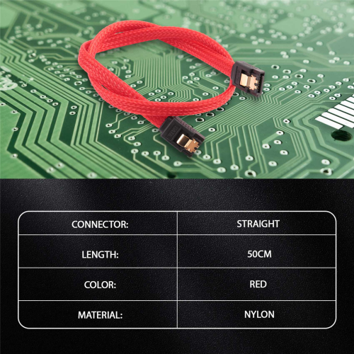 Kabel danych SATA3 7pin 50CM 3.0 III 6Gb/s SSD (czerwony) 1