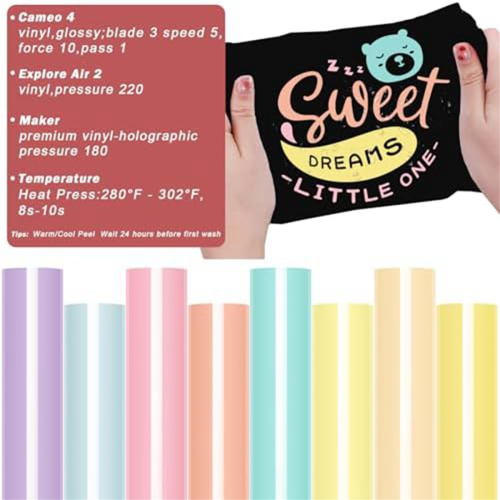 Conjunto de vinil termocolante pastel com transferência térmica Bohemian, 8 HTVs pastéis 2