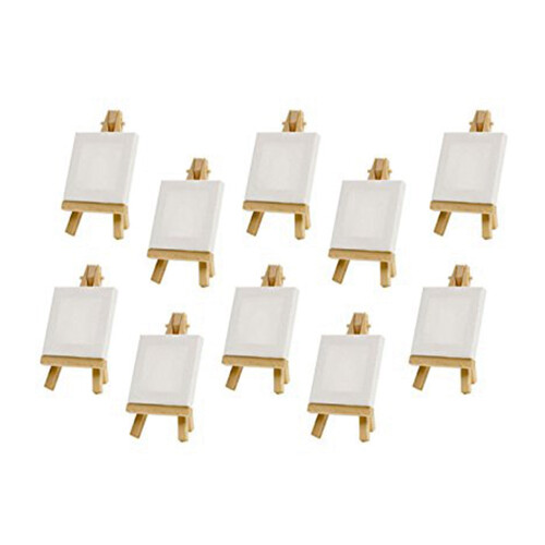 10 set mini-displaystaffili med duk 8x8 cm, litet presentbord