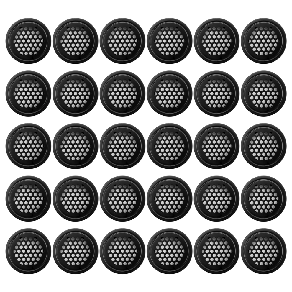 Round Ventilation Grille 35Mm 30 Pieces Black For Cabinet Wardrobe 4712661001895