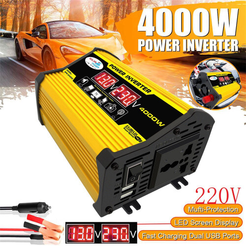 DC12V til AC 220V 4000W bilinverter LED-display 2 USB strømkonverter 1