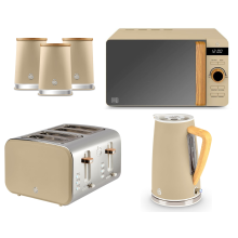 Swan Nordic Oatmeal Kettle Toaster Microwave and Canisters Kitchen Set