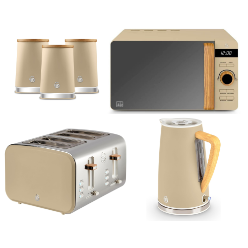 Swan Swan Nordic Oatmeal Kettle Toaster Microwave and Canisters Kitchen Set
