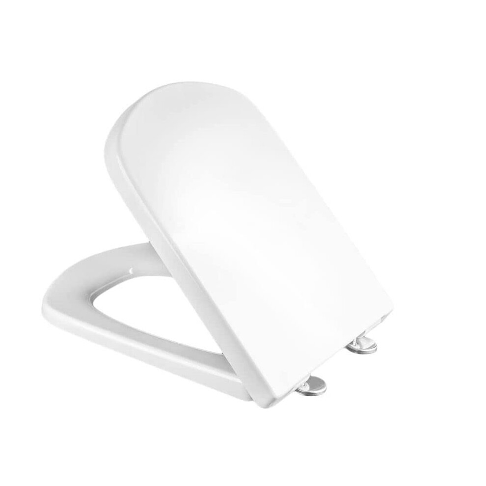 Duroplast Toilet Seat With Steel Fixings, Soft-Close, Antibacterial, – Fits Roca Dama Senso White