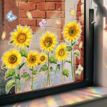 Sunflower Window Sticker, 30 x 40 cm, Sun Flowers, Window Film, for Home
