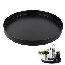 Decorative Tray Round, 30 cm Serving Tray, Matt Black, Stainless Steel