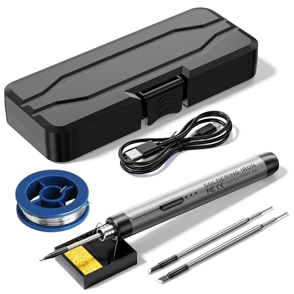 Cordless Soldering Iron Set, Battery Soldering Iron, Usb Rechargeable, 8 W With Three Tips 6276012010168