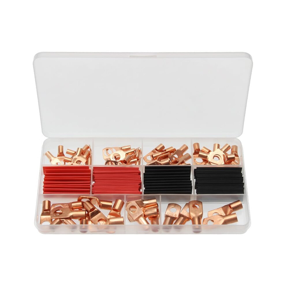 120Piece Battery Terminal Connector Set Includes 60 Copper Terminals And 60 Heat Shrink Tubes For Electric Vehicles And Automotive Wiring 6276012011219