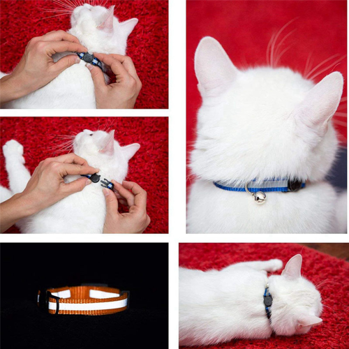 12 Pcs Reflective Cat Collars Quick Release Safety Buckle with Bell 1