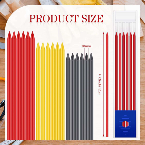 120 Pcs 2.8 mm Solid Carpenter Pencil Set Pencil Refills 1