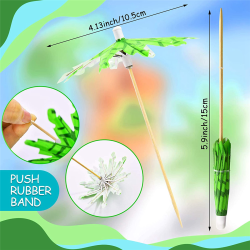 120X Green Coconut Tree Toothpicks Paper Umbrellas Toothpicks 1