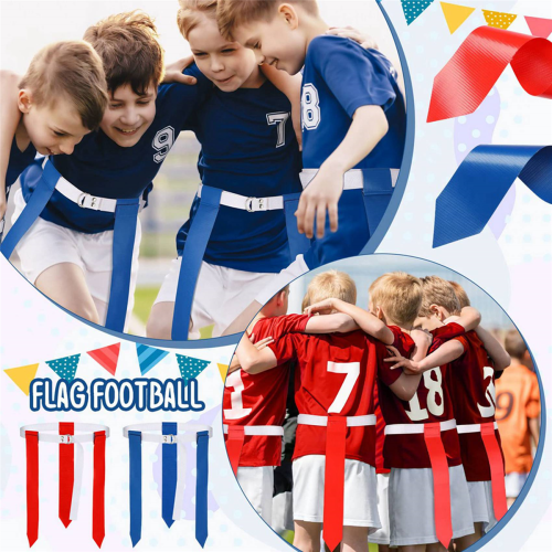 12 Player Adjustable Sliding Flag Football Set, 3 Flags Per Belt 1