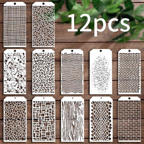 12 Pieces Stencils for Crafts, for Painting on Card Making 1