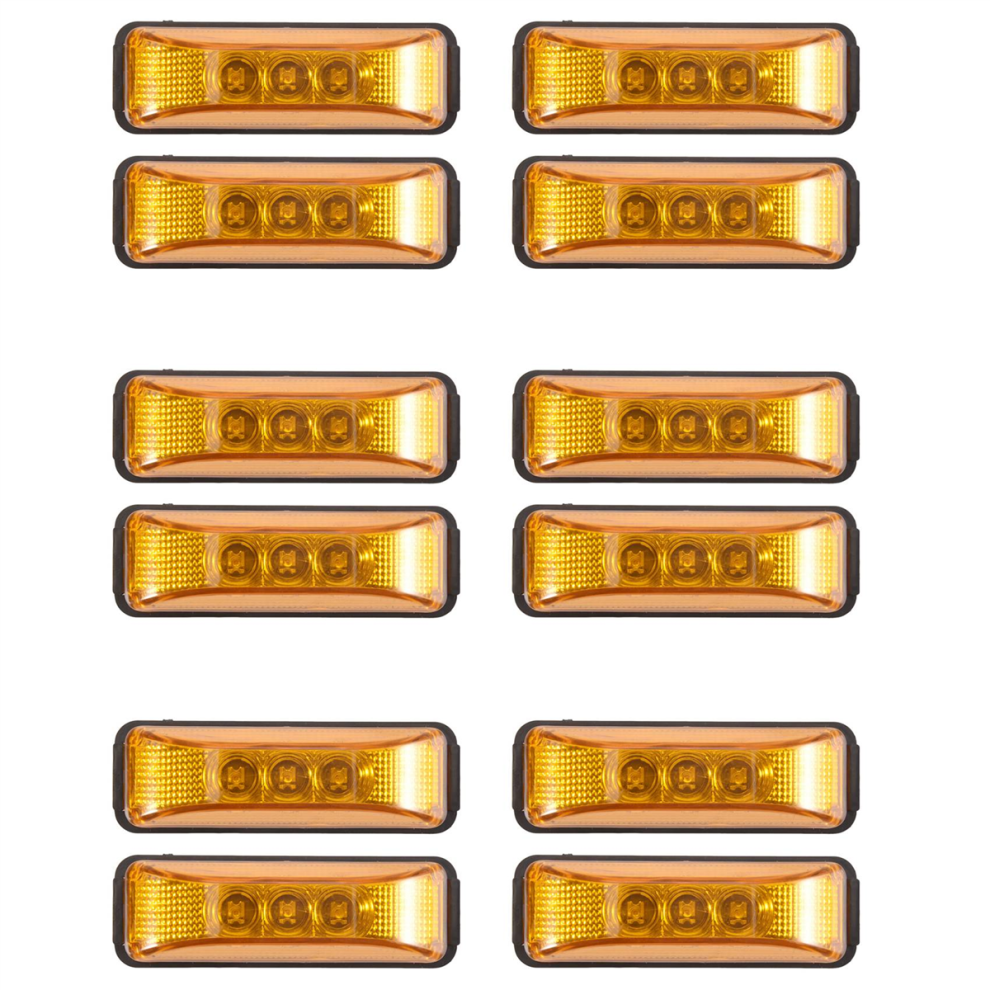 12Pcs 24V 3.9Inch 3 Led Truck Led Side Marker S Light 4713408109096