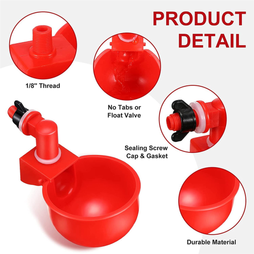 12PCS Chicken Watering Cup Automatic Filling Waterer Poultry Drinking 2