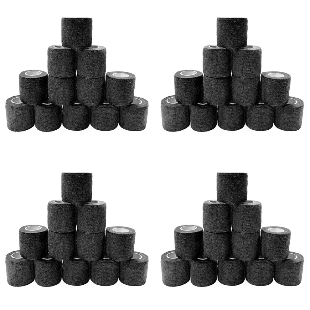 Black 12Pcs Self-Adhesive Bandage 5Cm For Injuries And Pet Treatment