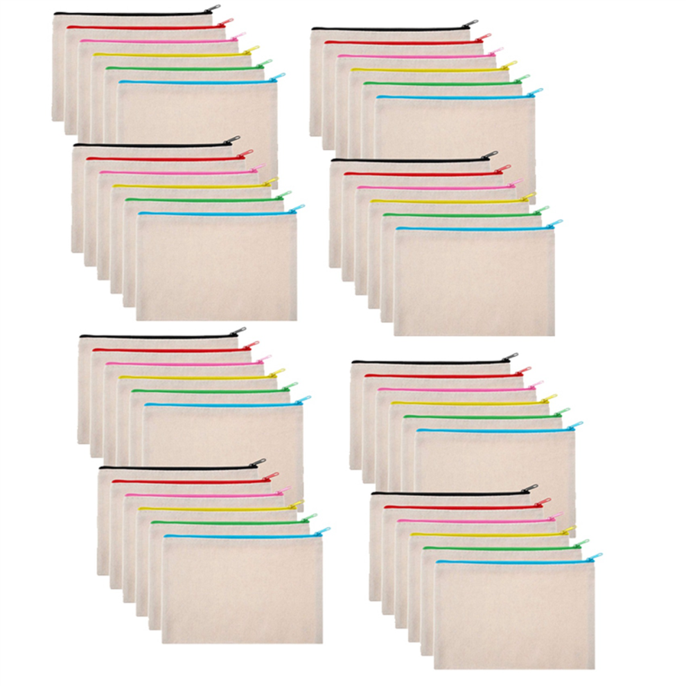 12Pcs Multipurpose Cosmetic Bag Makeup Pouches with Zipper Canvas Bag