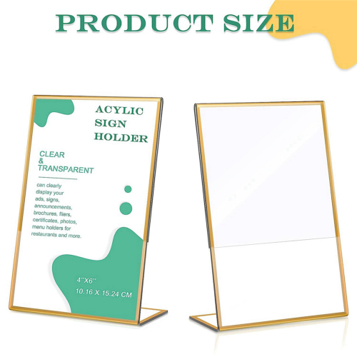 12PCS Gold Frame Acrylic Sign Holder, 4X6Inch Vertical 1