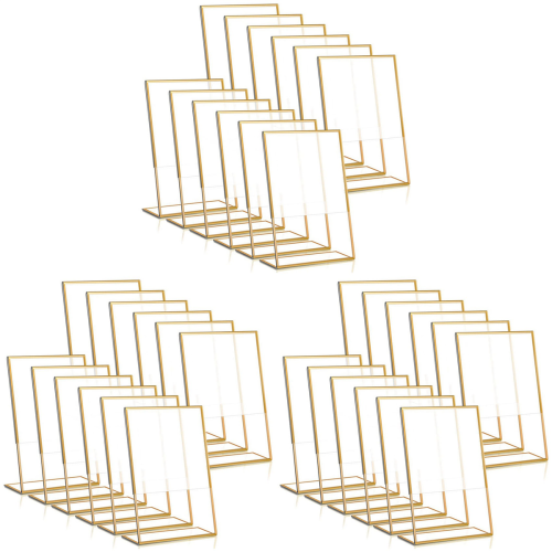 12PCS Gold Frame Acrylic Sign Holder, 4X6Inch Vertical
