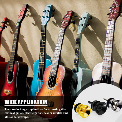 12Pcs Guitar Strap Locks Buttons Metal End Pins 2