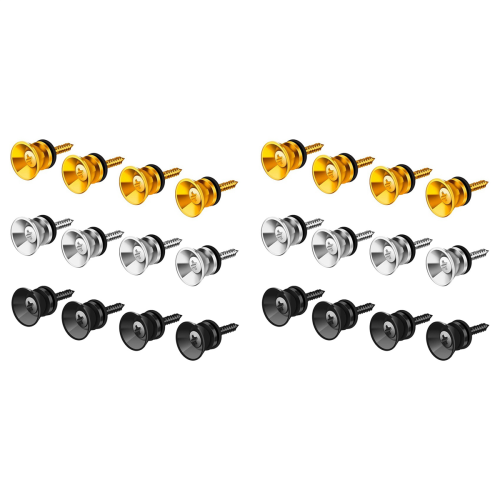 12Pcs Guitar Strap Locks Buttons Metal End Pins