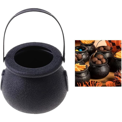 12Pcs Mini Candy Kettles Witch Skeleton Cauldron Holder Pot 2