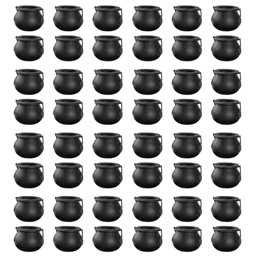 12Pcs Mini Black Cauldron with Handle Halloween Mini Witch Cauldron