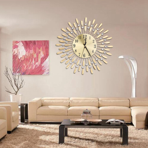 15 inch 3D Large Wall Clock Shiny Rhinestone (Gold) 2