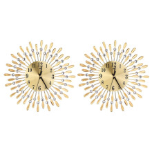 15 inch 3D Large Wall Clock Shiny Rhinestone (Gold)