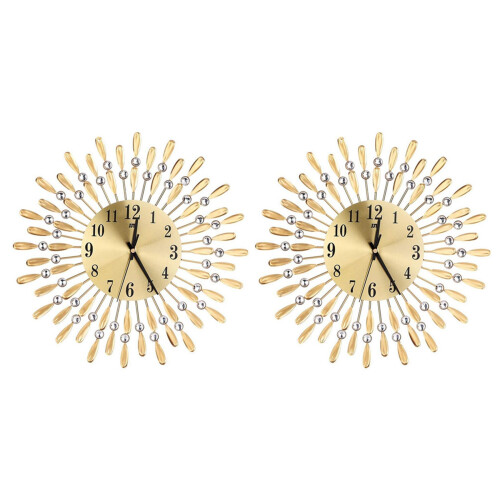 15 inch 3D Large Wall Clock Shiny Rhinestone (Gold)