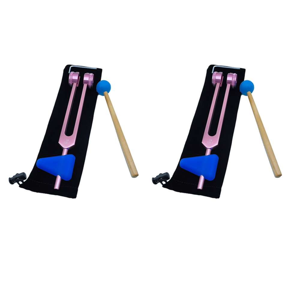 136.1 Om136.1 Aluminum Alloy Tuning Fork With Hammers,Rose Gold 4713408191923