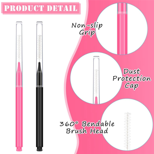 150 Pieces Mini Eyebrow Brush with Cap Brow Lamination Brush 1