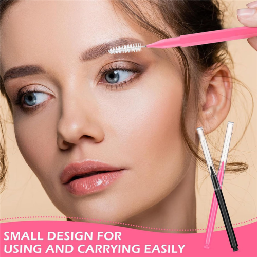 150 Pieces Mini Eyebrow Brush with Cap Brow Lamination Brush 2
