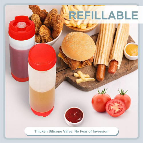 16 Oz Inverted Squeeze Bottles, Refillable Tip for Sauces Ketchup 1