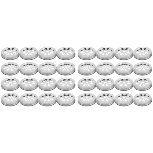 16Pcs Regular Mouth Can Jar Lid Rust Proof Daisy Cut with Straw