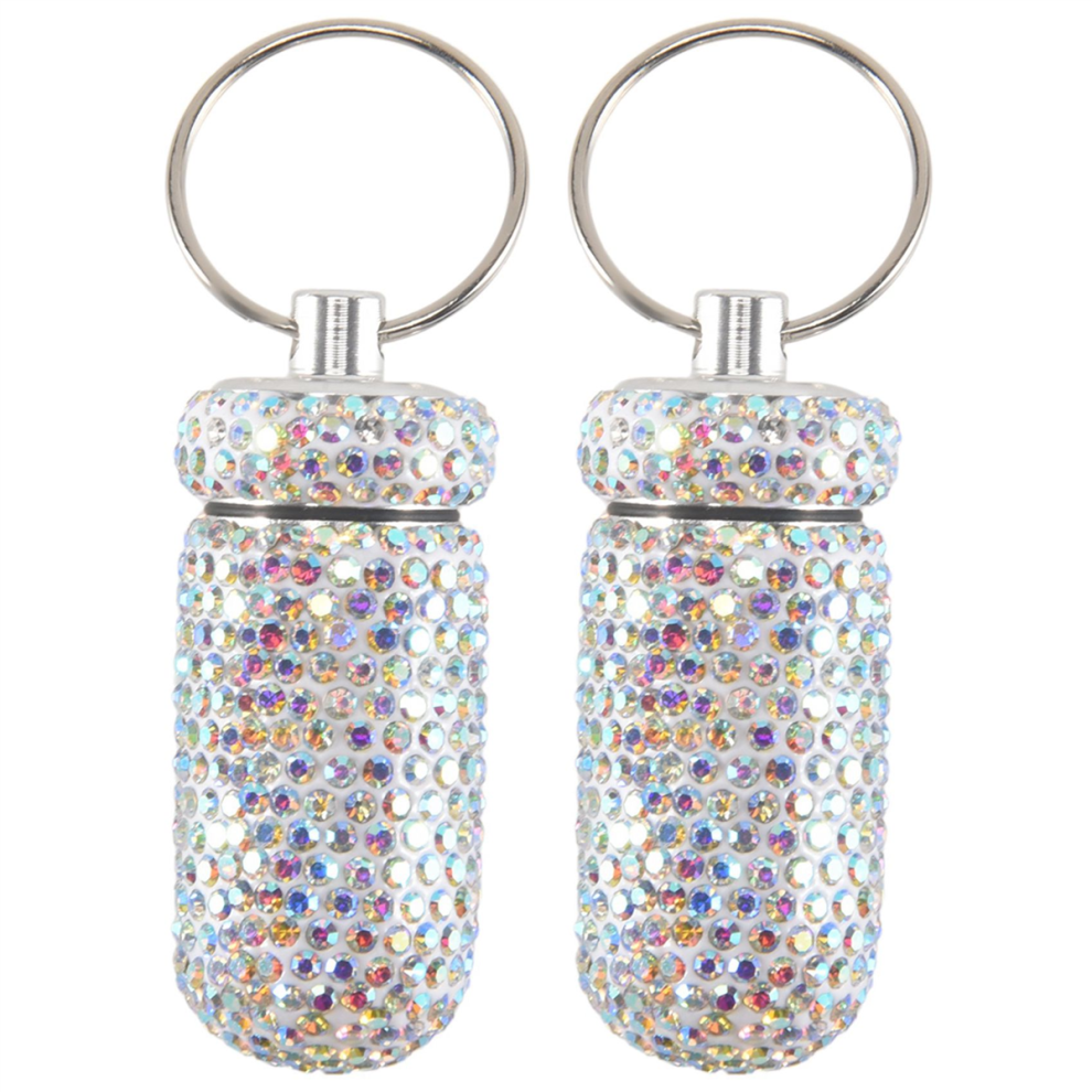 1Pcs Medicine Pill Bottle Capsule Mini Rhinestones Tubes(Colorful)