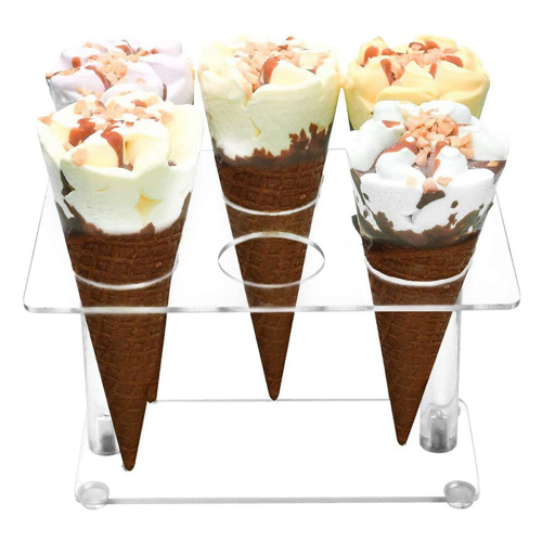 1Pcs Cone Holder, Clear Acrylic Ice Cream Cone Holder, (6 Holes) 2