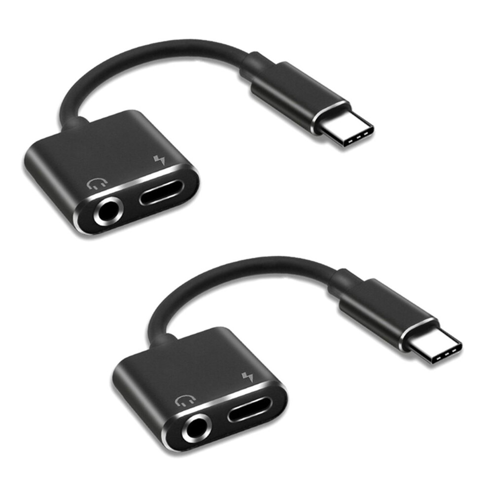 2 In1 Type-C To 3.5Mm Headphone Jack Adaptor/Connector Charger Black 4713272675512