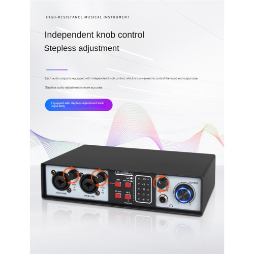 2 in 2 Out USB Audio Interface Recording Sound Card 32Bit/384KHZ