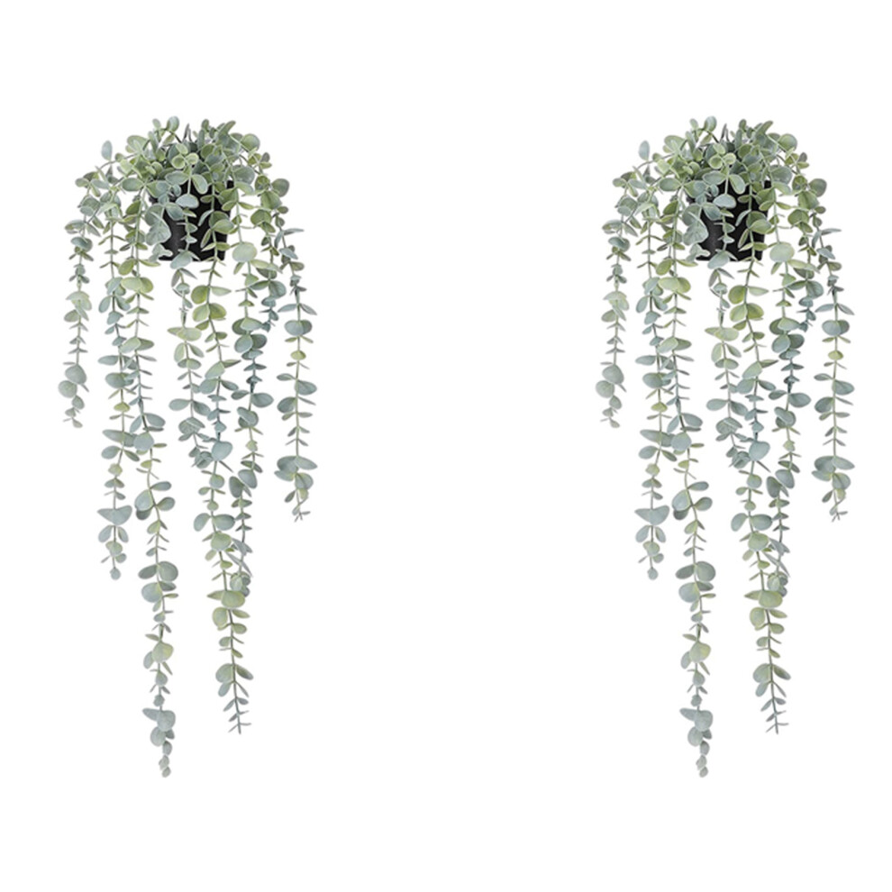 2 Pcs Fake Potted Eucalyptus Hanging Plant for Wall Room Home Decor-image-OPC-PJ2WP9C-NEW