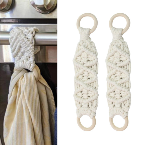 2 PCS Hanging Kitchen Towels Ring Crochet Hanging Dish Towel 1