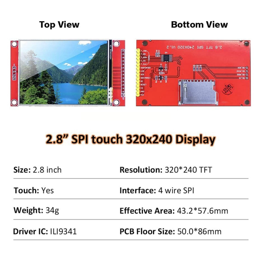 2.8 Inch 240X320 Spi Tft Lcd Display Module Spi Serial Port 4713272697255
