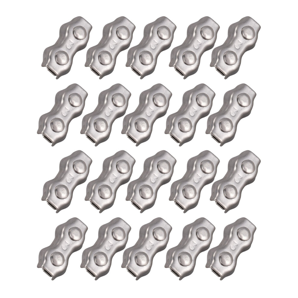 20 Pcs 3Mm Duplex Clips Stainless Steel Wire Cable Rope Grips Clamps 4713272699280