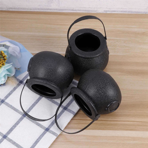 20 Pcs Candy Kettles Witch Skeleton Cauldron Holder Pot with Handle 1