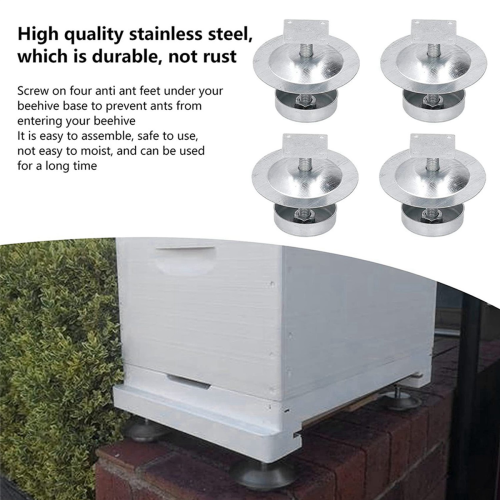 4Pc Ant Proof Hive Feet Stainless Steel Beehive Base Ant-Proof Device 1