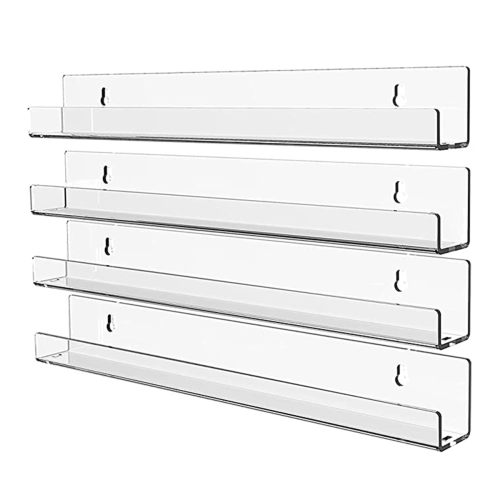 4Pcs Acrylic Clear Floating Bookshelf, Organizer Record Rack 1