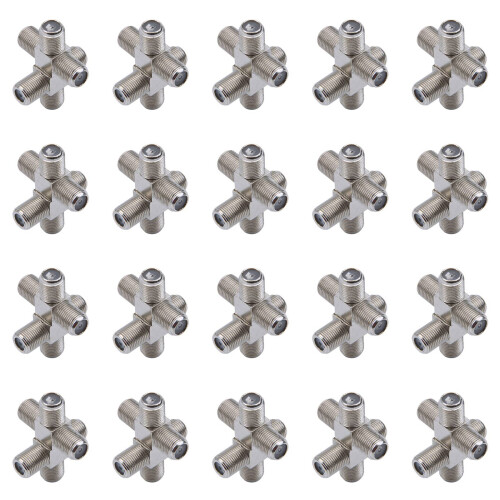 20-Pack 3-Way F-Type Coax Cable Splitter Combiner, Silver
