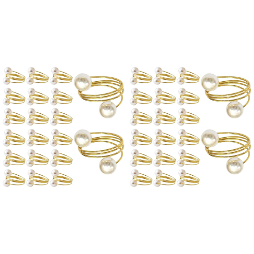 20Pack Gold Napkin Rings, Pearl Napkin Ring Set