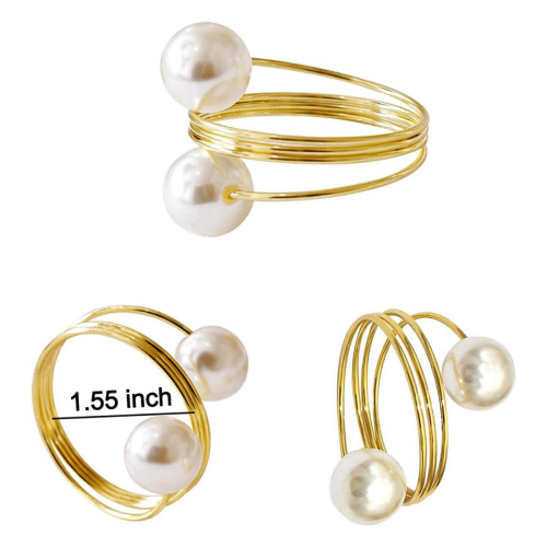 20Pack Gold Napkin Rings, Pearl Napkin Ring Set 2